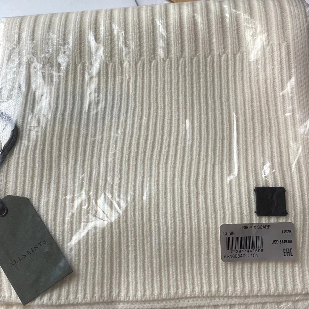 ALL SAINTS Ribbed Wool Blend Scarf